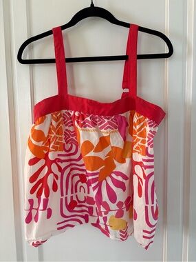 Flying Tomato Pink Orange Abstract Print Tank Top